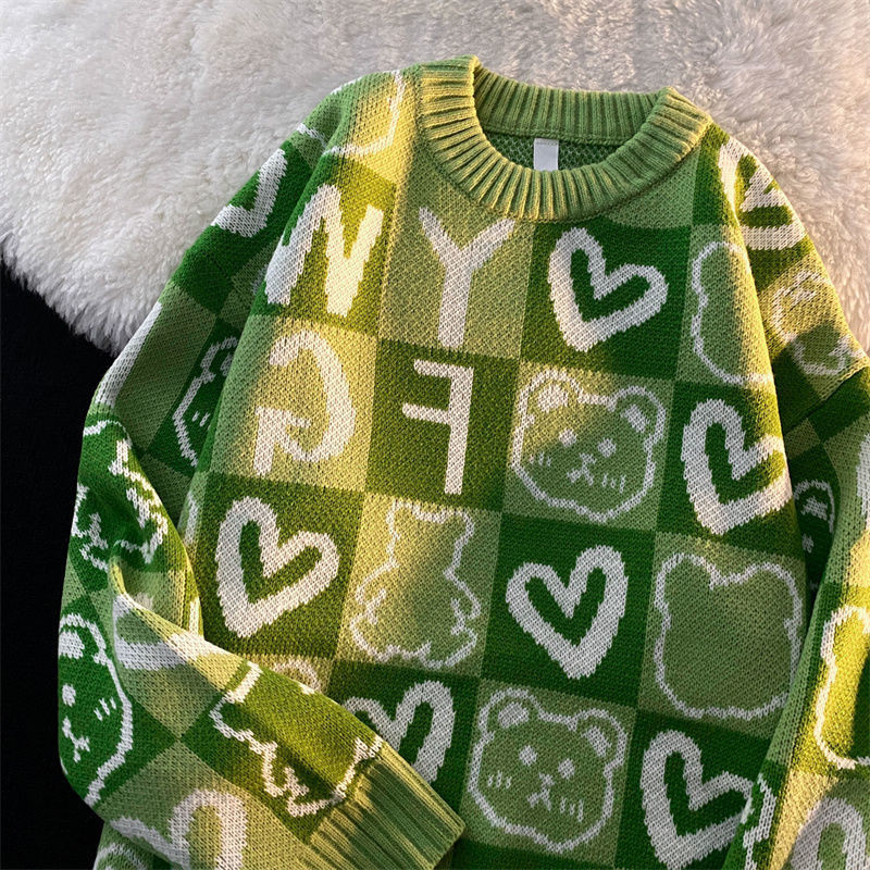 Ženski preveliki pulover široki ženski vintage retro pleteni pulover Y2k Jesen Zima Streetwear Pulover Unisex