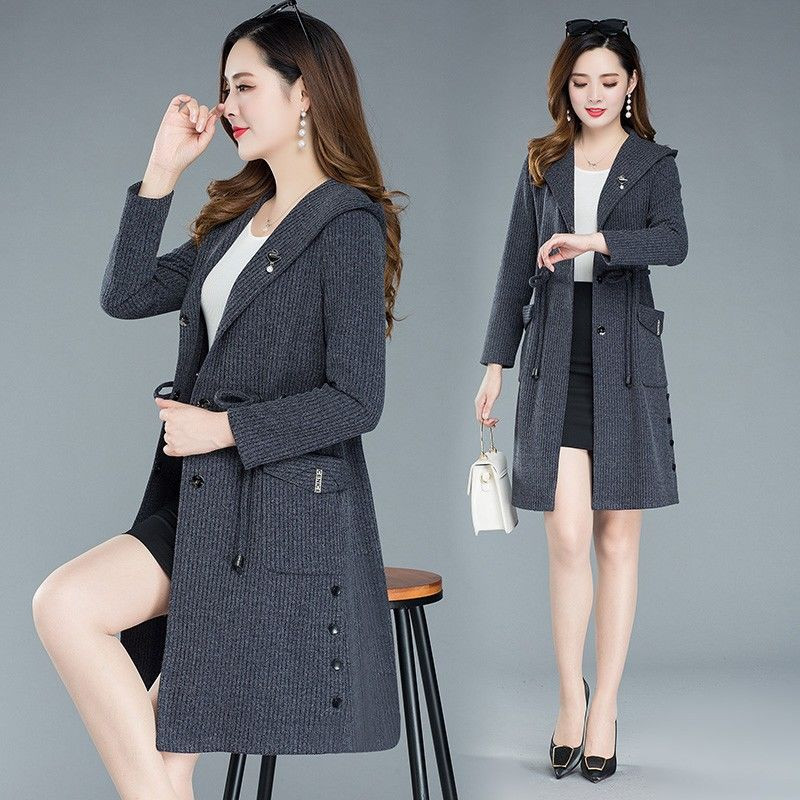 Sieviešu 2022. gada pavasara rudens, garais modes mētelis Sieviešu ikdienas brīvs vējjakas Sieviešu virsjakas ar kapuci Z19