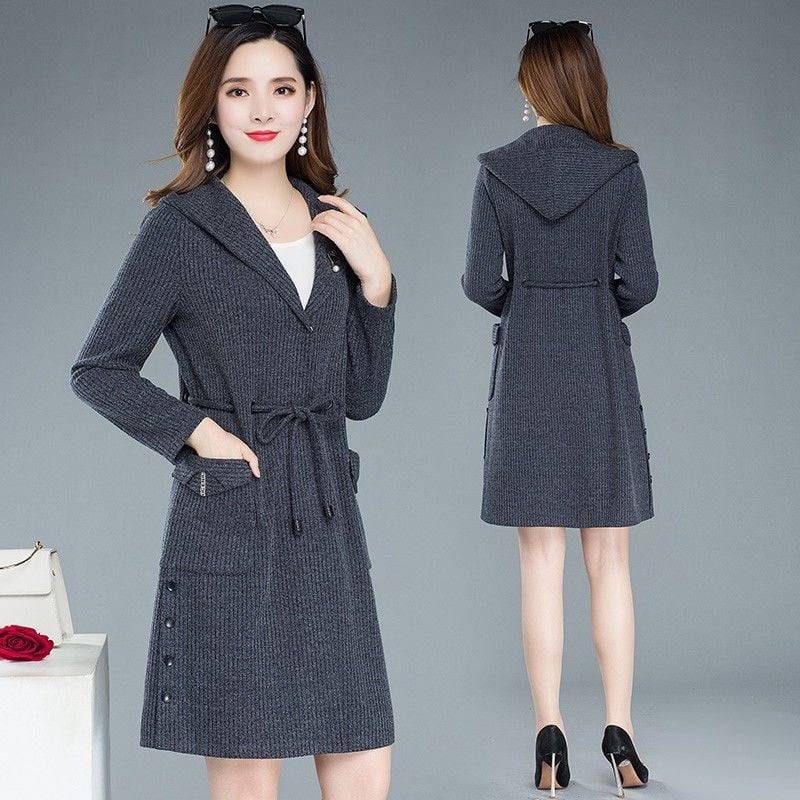 Sieviešu 2022. gada pavasara rudens, garais modes mētelis Sieviešu ikdienas brīvs vējjakas Sieviešu virsjakas ar kapuci Z19