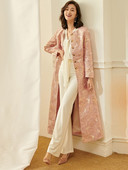 Ženska dugačka trenč jakna dobre kvalitete od brokata, prekrasna maksi jesensko-zimska jakna, cvjetna modna odjeća, odjeća za zabave