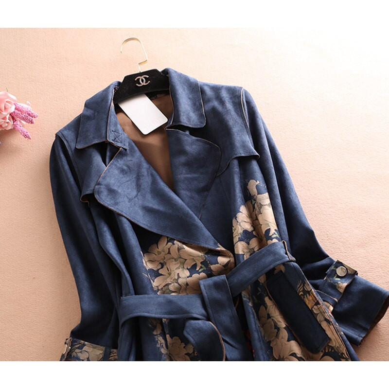 2022. gada pavasaris, jauns sieviešu mētelis ar M top ceļgaliem, sieviešu vējjaka, gara rudens josta, zamšādas ar garām piedurknēm sieviešu mētelis