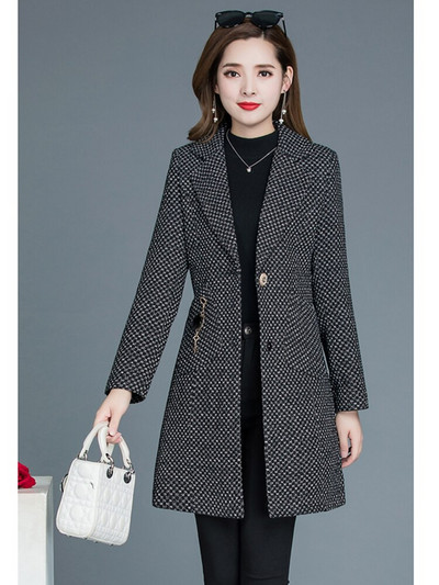 2020. gada ziemas modes dāmu plus flīsa jaka vidēja garuma jauns mētelis silts ar garām piedurknēm atloks temperamenta sieviešu populārā jaka