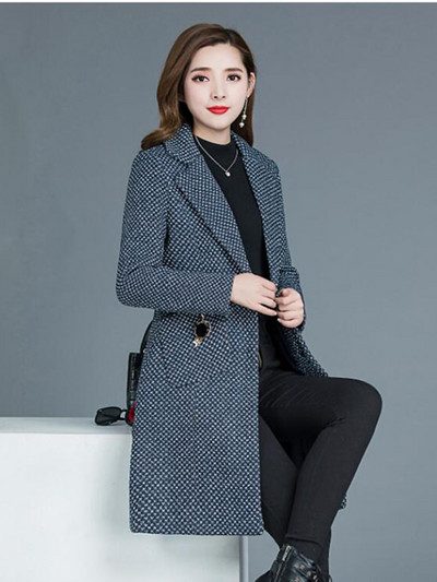 2020. gada ziemas modes dāmu plus flīsa jaka vidēja garuma jauns mētelis silts ar garām piedurknēm atloks temperamenta sieviešu populārā jaka