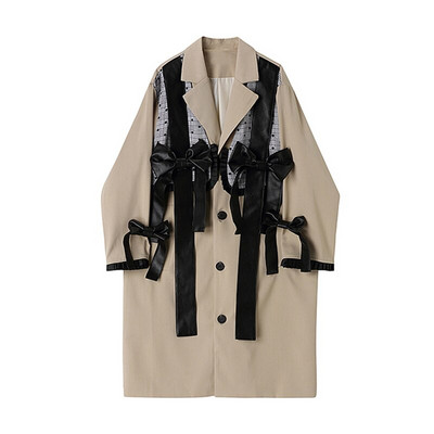 2022. g. sieviešu priekšgala mētelis, brīvs, vienrindas retro ielu apģērbs, modes raibs, viltots divu gabalu vējjaku virsdrēbju topi