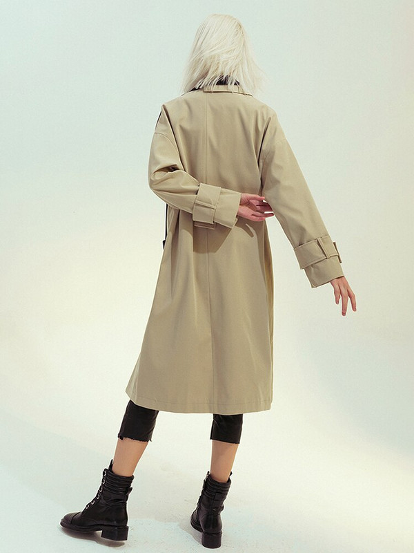 DEAT Fashion Γυναικεία καμπαρντίνα Χαλαρά μονό κουμπί με ακανόνιστη σχισμή αντίθεση χρώματος συνονθύλευμα αντιανεμικό φθινόπωρο 2022 17A933H