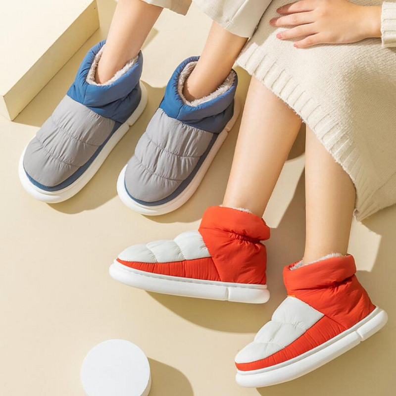 Sieviešu ziemas siltie zābaki 2022. gada pūkainas kokvilnas apavi sievietēm āra ūdensnecaurlaidīga platforma, neslīdoši pūkaini sieviešu puszābaki