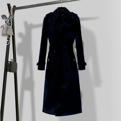 Outwear Ženska visokokvalitetna crvena crna kaki trenč ženska jesenska vjetrovka preko koljena, ležerni dugi kaput