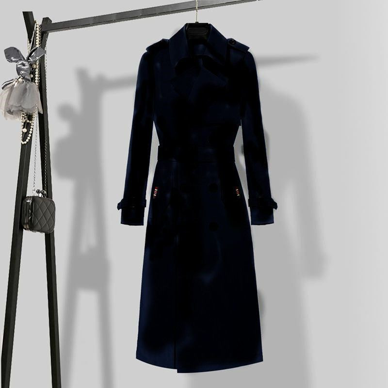 Outwear Ženska visokokvalitetna crvena crna kaki trenč ženska jesenska vjetrovka preko koljena, ležerni dugi kaput