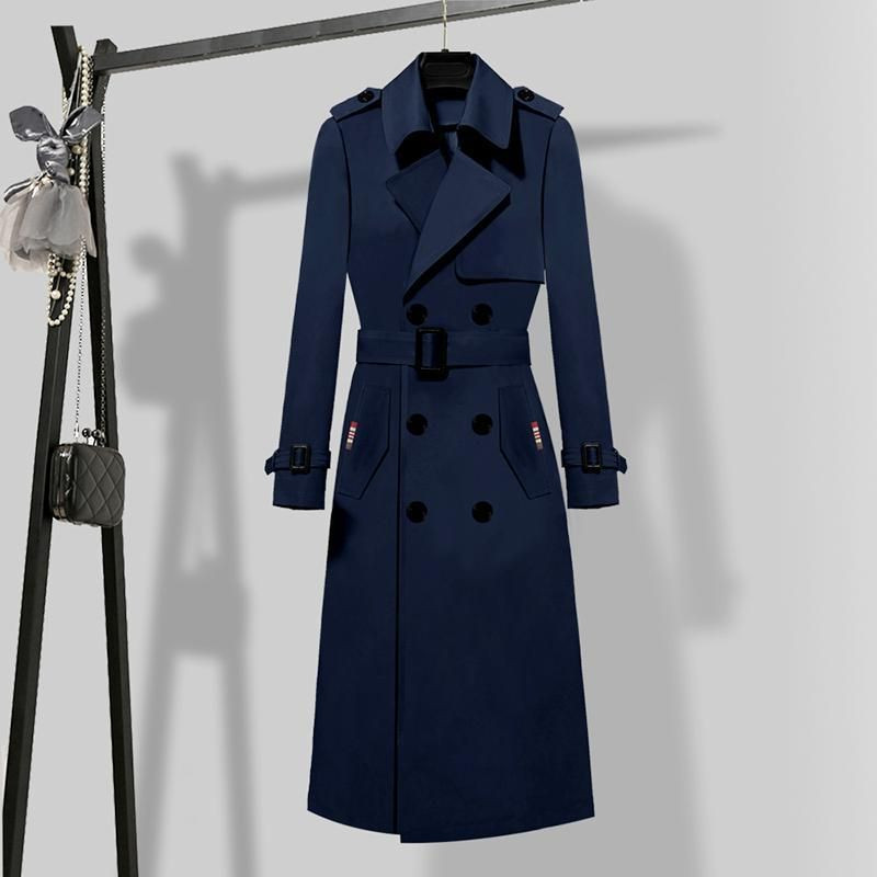 Outwear Ženska visokokvalitetna crvena crna kaki trenč ženska jesenska vjetrovka preko koljena, ležerni dugi kaput