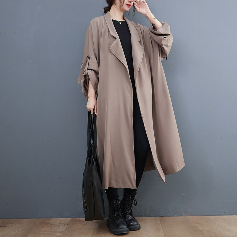 lielizmēra vintage gadījuma brīvs garš rudens pavasara trenčs sievietēm 2022 apģērbi Virsdrēbes