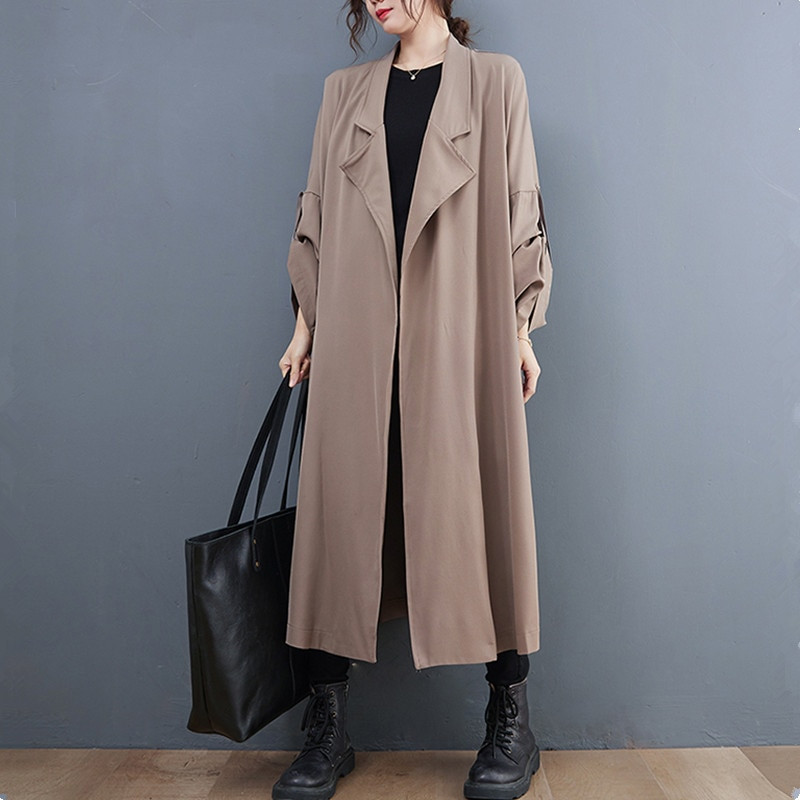 lielizmēra vintage gadījuma brīvs garš rudens pavasara trenčs sievietēm 2022 apģērbi Virsdrēbes