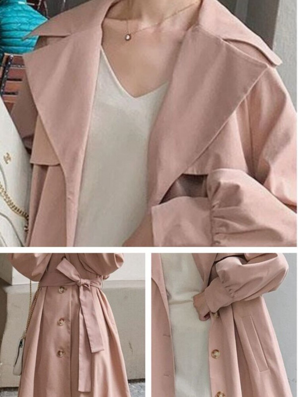 Rudens mēteļi Sieviešu ziema 2022 Jakas vienkrāsains atloks ar vienrindu siksnu, gara vējjaka Trenčjaka sievietēm, apģērba augšdaļa