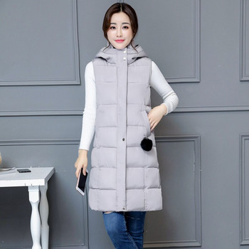 Γυναικείο βαμβακερό γιλέκο χειμερινού 2022 Plus μέγεθος M-5XL Αμάνικο ζεστό με κουκούλα, χαλαρό, μακρύ γιλέκο, γυναικείο εξωτερικά ρούχα με επένδυση