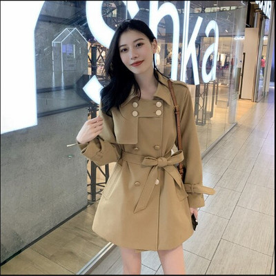 Άνοιξη 2021 Νέο Γυναικείο Ανεμοδράστη Γυναικείο παλτό με ζώνη βρετανικής μόδας υψηλής μόδας Γυναικεία φθινοπωρινή καμπαρντίνα μεσαίου μήκους για γυναίκες
