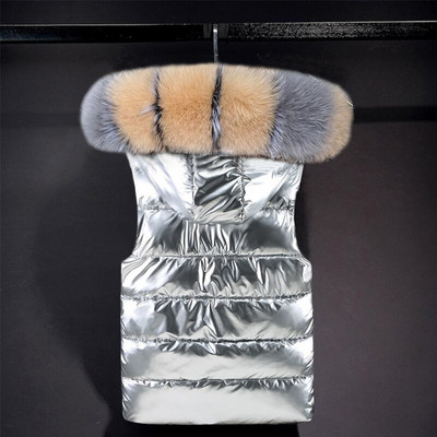 Dabīgas lapsas kažokādas ziemas jaka bez piedurknēm Sieviešu veste silta īstas kažokādas veste Sieviešu siltā dūnu veste ziemas ūdensizturīgs mētelis