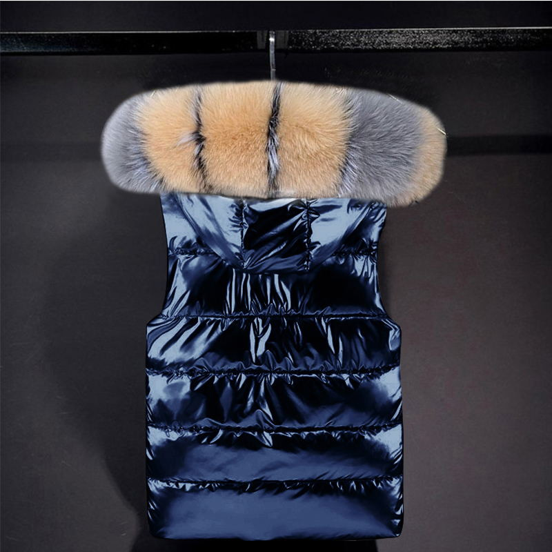 Dabīgas lapsas kažokādas ziemas jaka bez piedurknēm Sieviešu veste silta īstas kažokādas veste Sieviešu siltā dūnu veste ziemas ūdensizturīgs mētelis