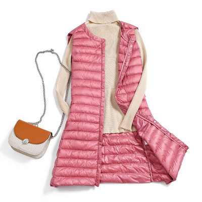 Jauna sieviešu rudens ziemas veste bez piedurknēm sievietēm ar spiedpogu, vēja necaurlaidīga viegla, gara veste, silta lielizmēra odere M-3XL