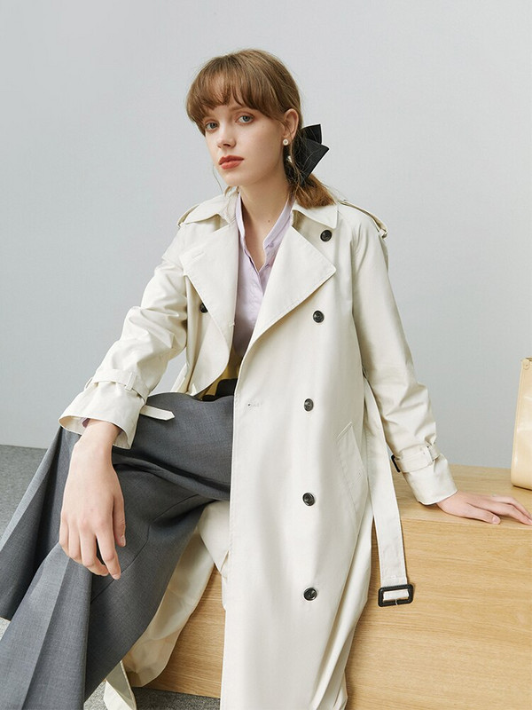 FSLE klasiska stila piepilsētas mēteļi ar divrindu mēteli sievietēm rudens High Street biroja sieviešu ikdienas mēteļi pret vēju