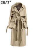 DEAT Modni ženski trenč kaput kaki boje, vjetrovka s velikim džepom i velikim džepom na struk, vjetrovka s dvostrukim kopčanjem, jesen 2022. Novo 17A4071