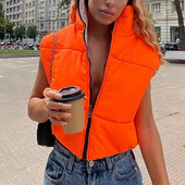 Γυναικείο τζάκετ διπλής όψης με φερμουάρ επάνω Γιλέκο Winter Fashion Αμάνικο γιλέκο Παλτό Casual κοντά σακάκι Streetwear Ζακέτες