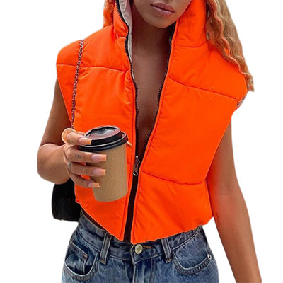 Γυναικείο τζάκετ διπλής όψης με φερμουάρ επάνω Γιλέκο Winter Fashion Αμάνικο γιλέκο Παλτό Casual κοντά σακάκι Streetwear Ζακέτες