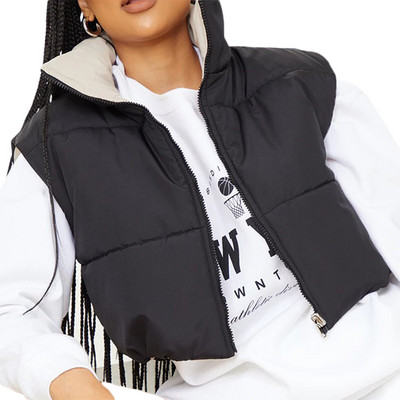 Γυναικείο τζάκετ διπλής όψης με φερμουάρ επάνω Γιλέκο Winter Fashion Αμάνικο γιλέκο Παλτό Casual κοντά σακάκι Streetwear Ζακέτες