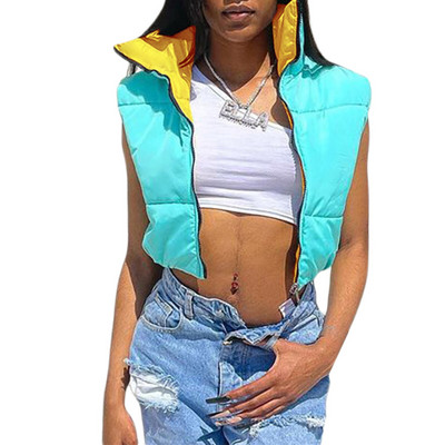 Γυναικείο τζάκετ διπλής όψης με φερμουάρ επάνω Γιλέκο Winter Fashion Αμάνικο γιλέκο Παλτό Casual κοντά σακάκι Streetwear Ζακέτες