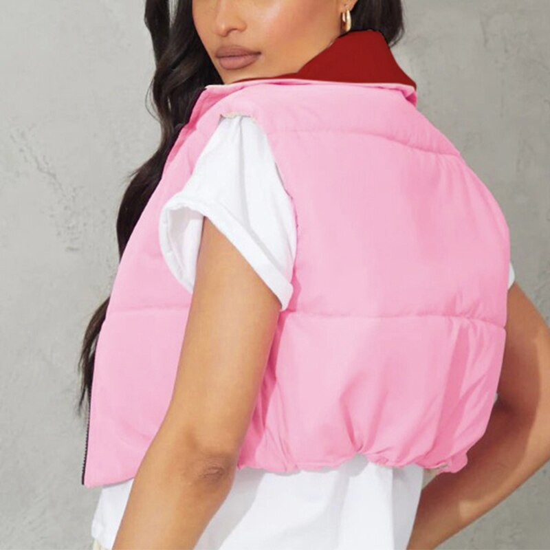 Γυναικείο τζάκετ διπλής όψης με φερμουάρ επάνω Γιλέκο Winter Fashion Αμάνικο γιλέκο Παλτό Casual κοντά σακάκι Streetwear Ζακέτες