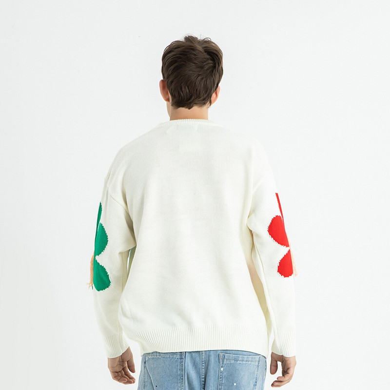 Πλεκτό πουλόβερ σε ποπ αρτ μόδα Πολύχρωμο λουλουδάτο μοτίβο για γυναίκες Ανδρικά ζευγάρια Ρομαντικό και χαριτωμένο φθινοπωρινό παλτό Kawaii 2022 New In