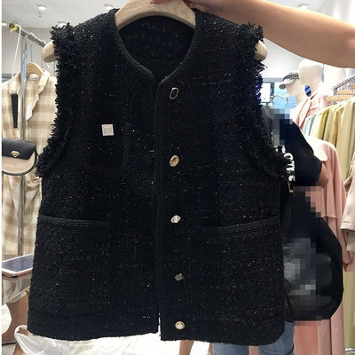 Σχεδιασμένο με κουμπιά Κομψό φθινοπωρινό γυναικείο γιλέκο Νέα μονόχρωμα αμάνικα γιλέκα με λαιμόκοψη 2022 τσέπες όλα ταιριάζουν φθινοπωρινά μπλουζάκια