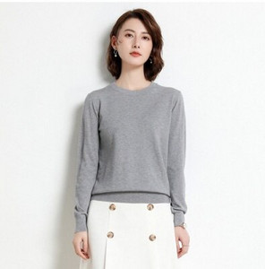 Φθινοπωρινό χειμωνιάτικο γυναικείο πουλόβερ με λαιμόκοψη μασίφ πουλόβερ από κασμίρ με μακρυμάνικο πουκάμισο με μακρυμάνικο κάζουαλ Basic pull Femme