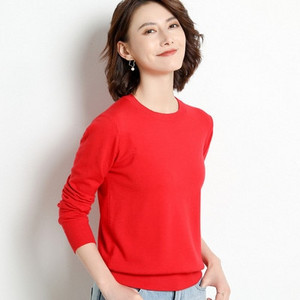 Φθινοπωρινό χειμωνιάτικο γυναικείο πουλόβερ με λαιμόκοψη μασίφ πουλόβερ από κασμίρ με μακρυμάνικο πουκάμισο με μακρυμάνικο κάζουαλ Basic pull Femme