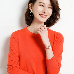 Φθινοπωρινό χειμωνιάτικο γυναικείο πουλόβερ με λαιμόκοψη μασίφ πουλόβερ από κασμίρ με μακρυμάνικο πουκάμισο με μακρυμάνικο κάζουαλ Basic pull Femme