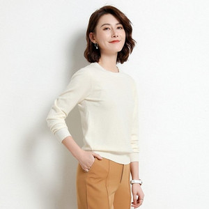 Φθινοπωρινό χειμωνιάτικο γυναικείο πουλόβερ με λαιμόκοψη μασίφ πουλόβερ από κασμίρ με μακρυμάνικο πουκάμισο με μακρυμάνικο κάζουαλ Basic pull Femme