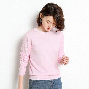 Φθινοπωρινό χειμωνιάτικο γυναικείο πουλόβερ με λαιμόκοψη μασίφ πουλόβερ από κασμίρ με μακρυμάνικο πουκάμισο με μακρυμάνικο κάζουαλ Basic pull Femme