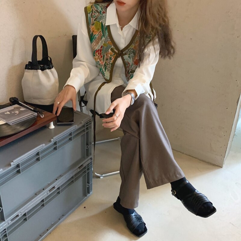 Prsluk Ženski Proljetni Vintage Vez Raznovrsni Ženski Dizajn Slobodno vrijeme Jednostavan Šareni Cvjetni Ulzzang Novi Trendy Blagdanski Fit Chic