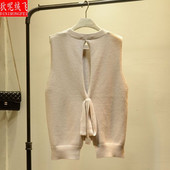 Sieviešu jaka Veste Sieviešu trikotāžas, brīvi šķeltas vilnas džemperis pavasara un rudens apaļa kakla džemperis bez piedurknēm Veste Chaleco Mujer