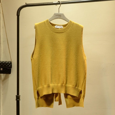 Sieviešu jaka Veste Sieviešu trikotāžas, brīvi šķeltas vilnas džemperis pavasara un rudens apaļa kakla džemperis bez piedurknēm Veste Chaleco Mujer