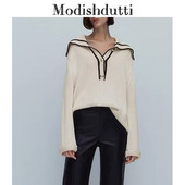 Modishdutti 2022. gada rudens ziemas sieviešu modes modes džemperis ar garām piedurknēm, sieviešu brīvi, vienkārši, ikdienas džemperi