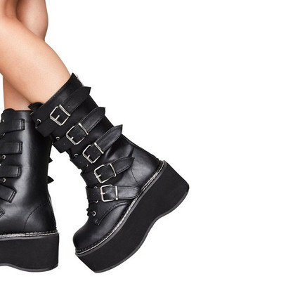 SaraIris, potpuno nove ženske ulične čizme, kopča, patentni zatvarač, ukras u obliku srca, platforma, ženske čizme, INS ležerne punk gotičke cipele