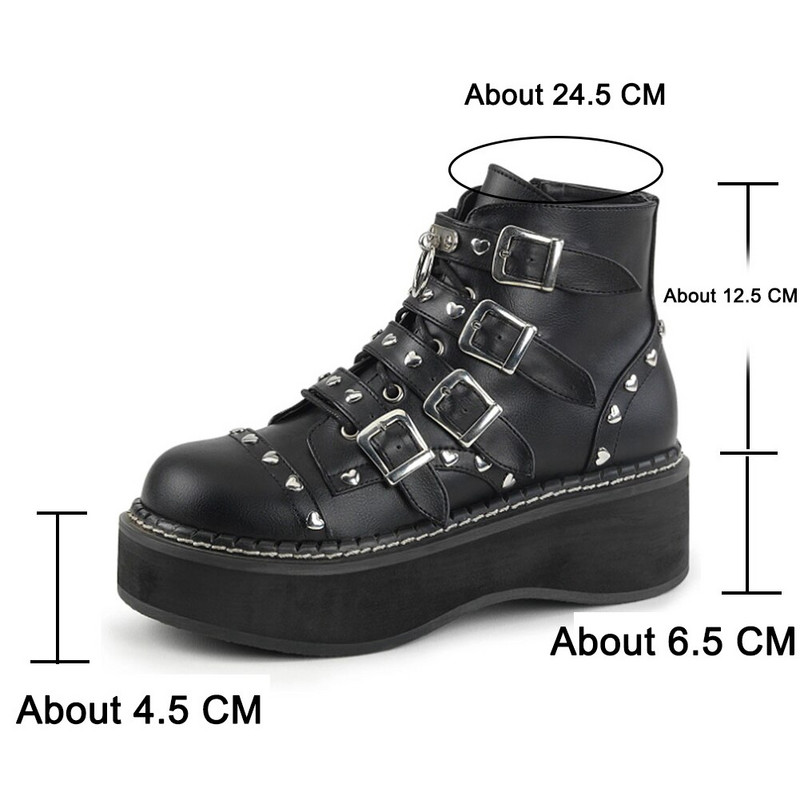 SaraIris, potpuno nove ženske ulične čizme, kopča, patentni zatvarač, ukras u obliku srca, platforma, ženske čizme, INS ležerne punk gotičke cipele