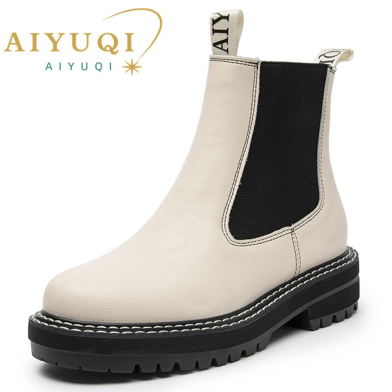 Sieviešu ziemas  zābaki Jauna mode britu stila dāmu Chelsea zābaki liela izmēra 41 42 43 sieviešu puszābaki