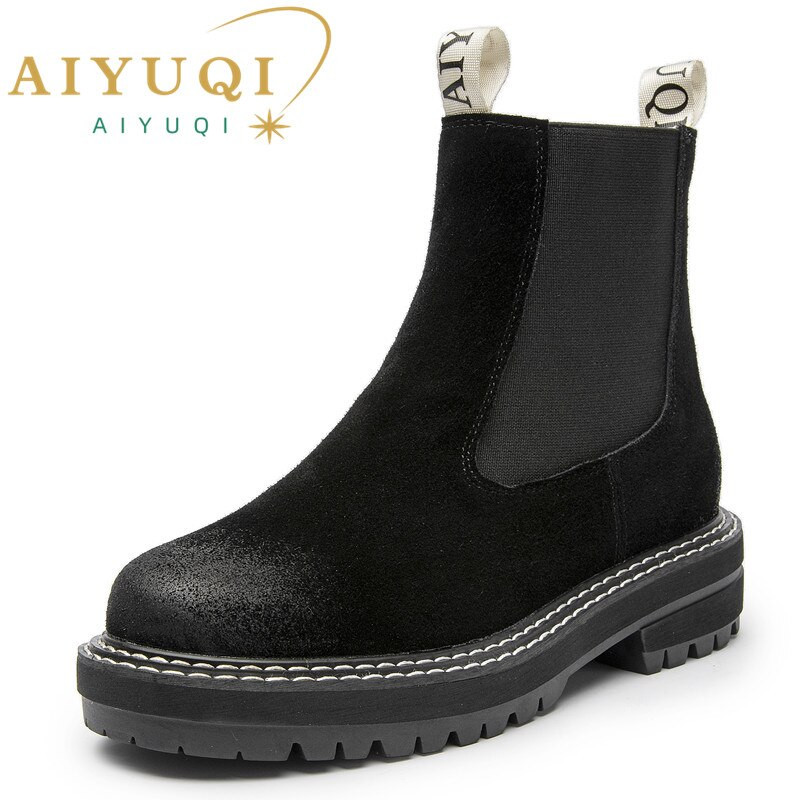 Sieviešu ziemas  zābaki Jauna mode britu stila dāmu Chelsea zābaki liela izmēra 41 42 43 sieviešu puszābaki