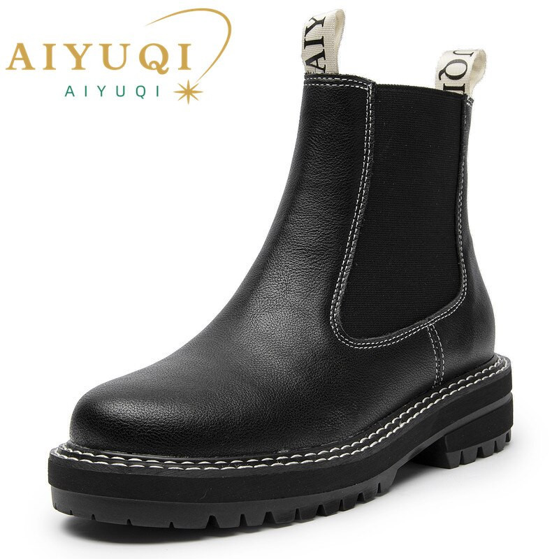 Sieviešu ziemas  zābaki Jauna mode britu stila dāmu Chelsea zābaki liela izmēra 41 42 43 sieviešu puszābaki