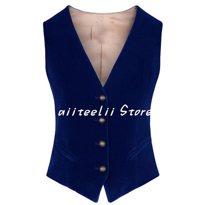 Γυναικείο κοστούμι γιλέκο Velvet V λαιμόκοψη με 4 κουμπιά Αμάνικο σακάκι Slim Fit Γιλέκο Επίσημο Γιλέκο