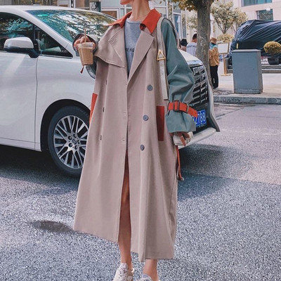 Μόδα Φθινοπωρινό Χειμώνα casual βαμβακερό με Over Size Vintage Μακριά Παλτό Γυναικείες καμπαρντίνες Πανωφόρια Top Double Breasted outwear