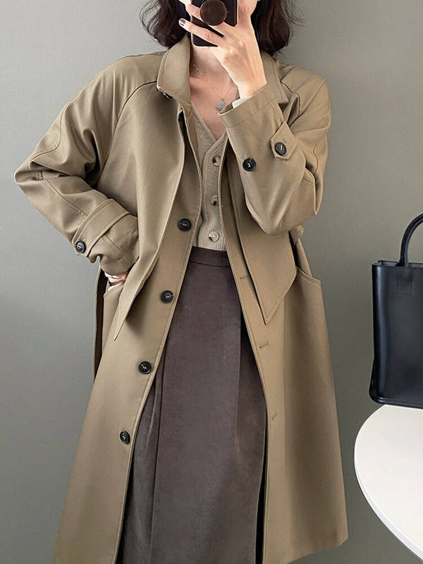 [EWQ] Temperamentni jednoredni trenč kaput s remenom s remenom, visokokvalitetna ženska vjetrovka 2022. Jesen Jesen 16R1998.