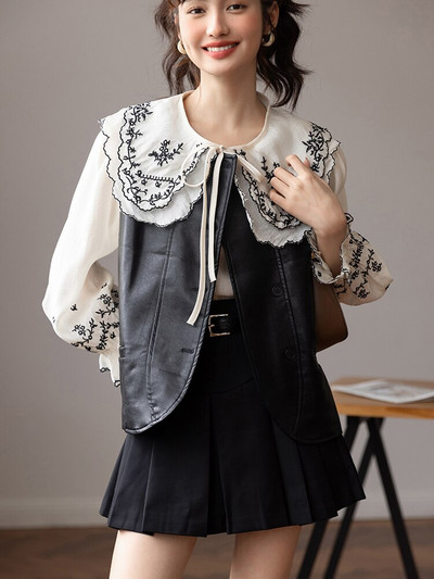 MISHOW Δερμάτινα Γιλέκα Γυναικεία Μόδα Φθινόπωρο 2022 Κορεάτικο Χαλαρό Μασίφ Αμάνικο Μπουφάν Γυναικείο Γυναικείο Παλτό MXB44W0493