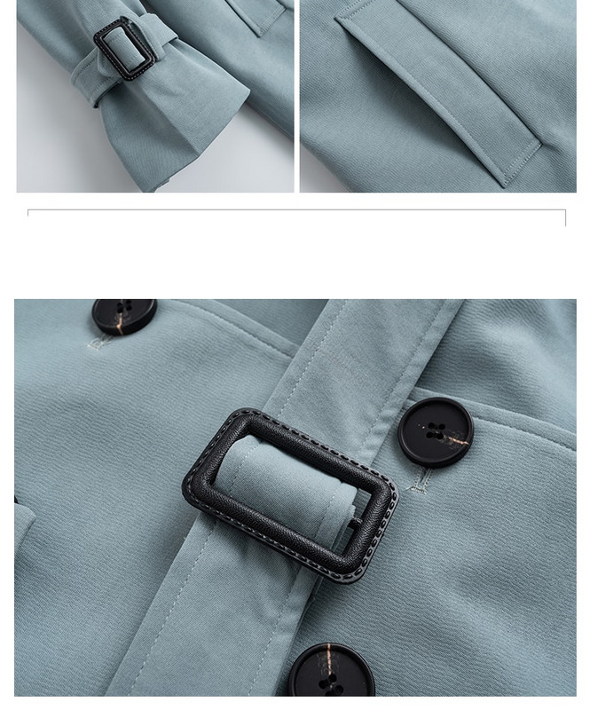 2021. Ženski trenč kaput s otvorenim ovratnikom Plavi dugi trenč Femme Ženski jesenski dugi kaput s remenom Ulična odjeća