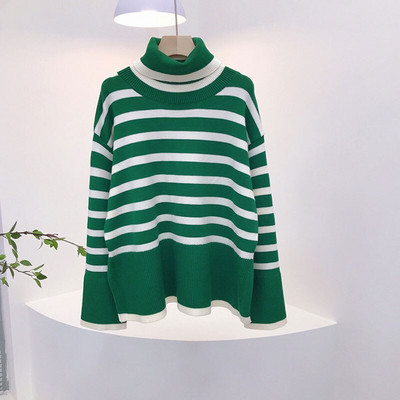 Γυναικείο πουλόβερ με ριγέ ζιβάγκο με σπαστό μακρύ μανίκι με φαρδιά μανίκια, γυναικεία πουλόβερ 2022 Casual πουλόβερ